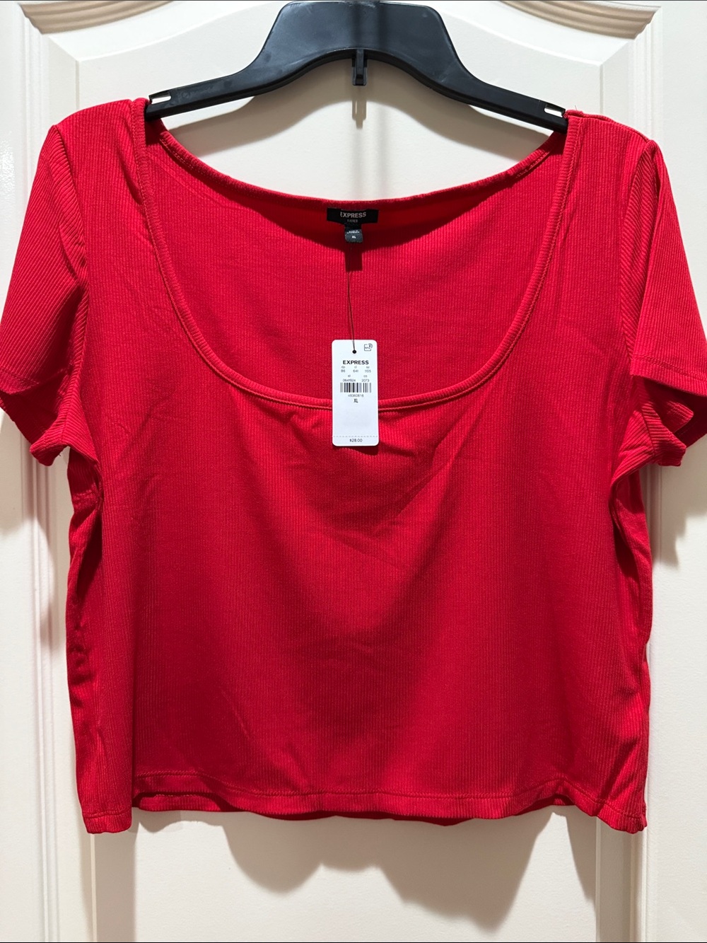 Express Women's Bright Red Scoop Neck Crop Top NWT XL